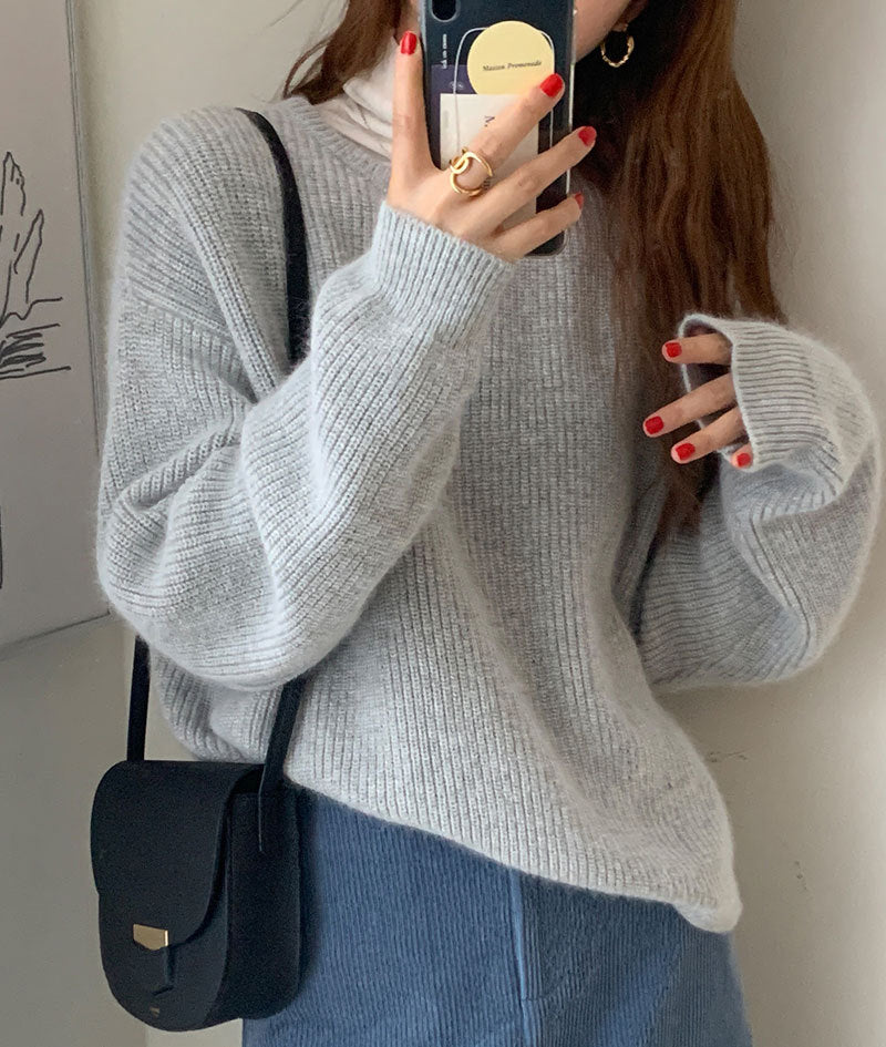 Jersey Mujer Punto Estilo Coreano Minimalista