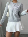 Jersey Mujer Cuello Redondo Bordado Floral
