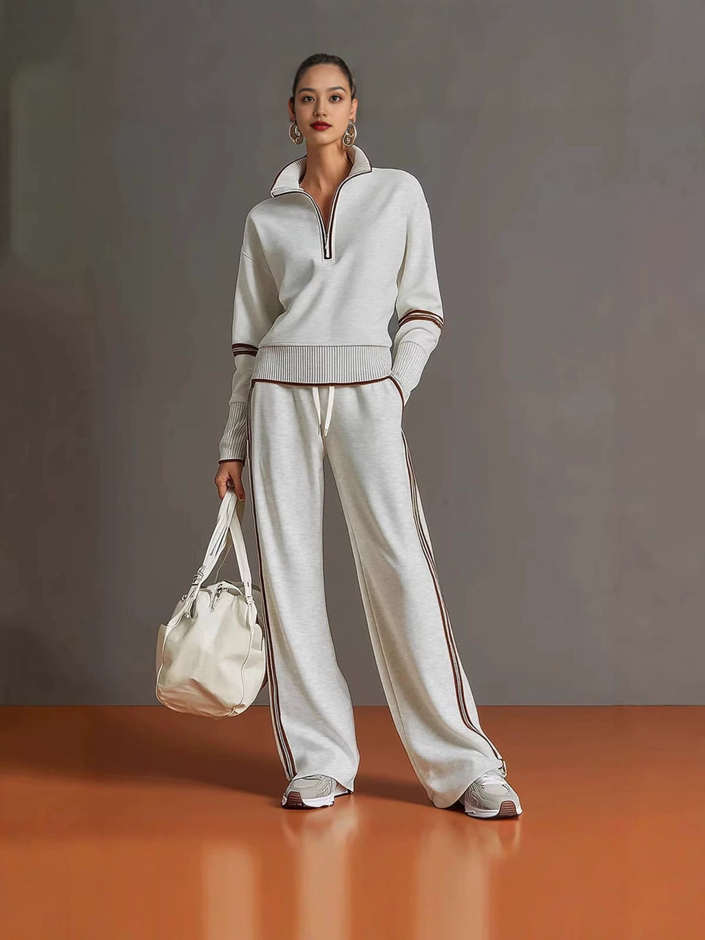Conjunto Mujer Cuello Alto Pantalón Ancho