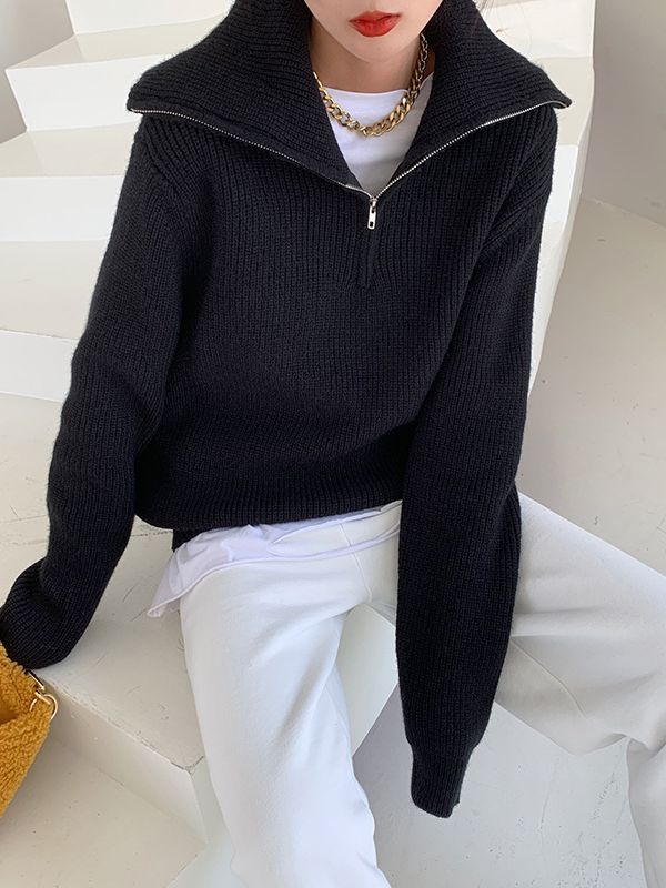 Jersey Mujer Cuello Polo con Cremallera