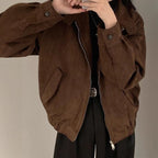 Chaqueta Corta de Ante Estilo Vintage Americano