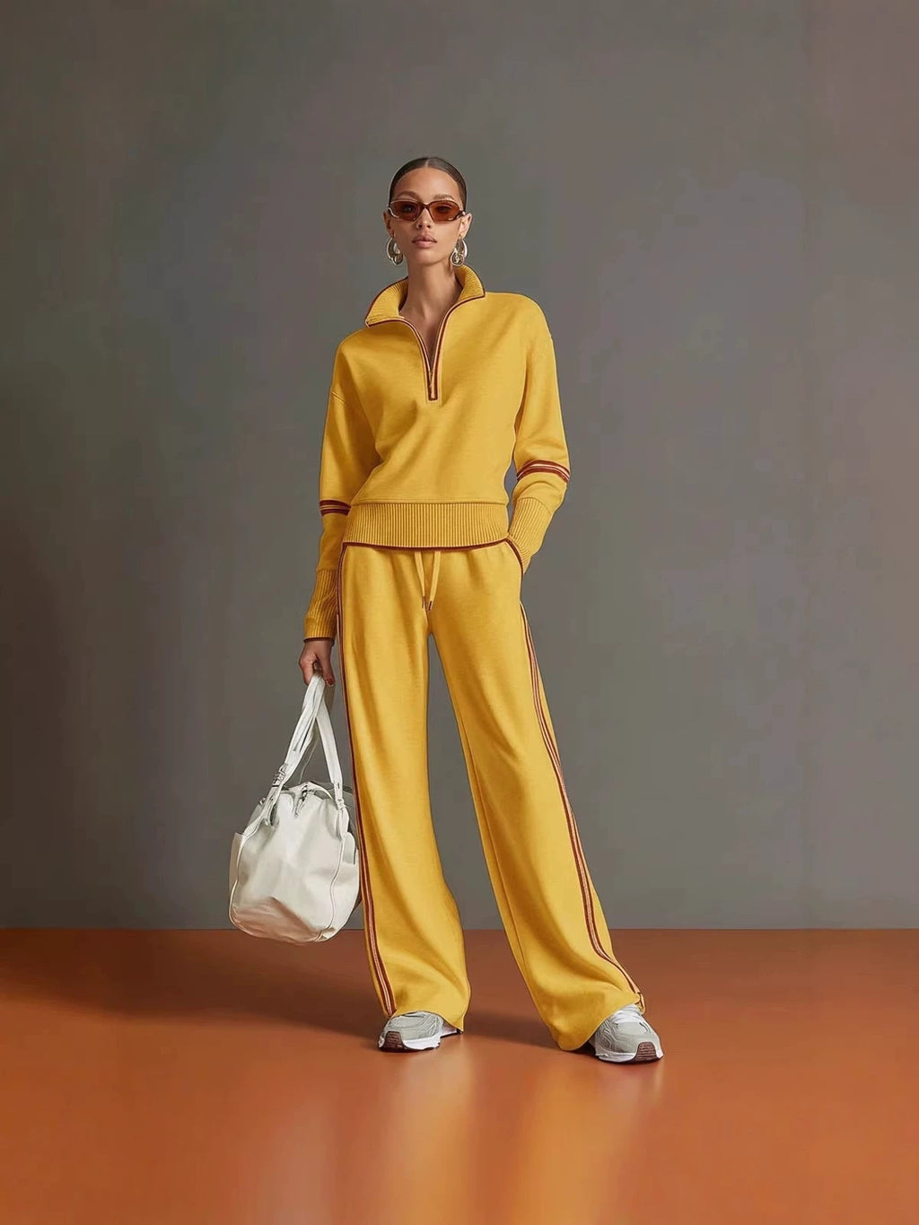 Conjunto Mujer Cuello Alto Pantalón Ancho