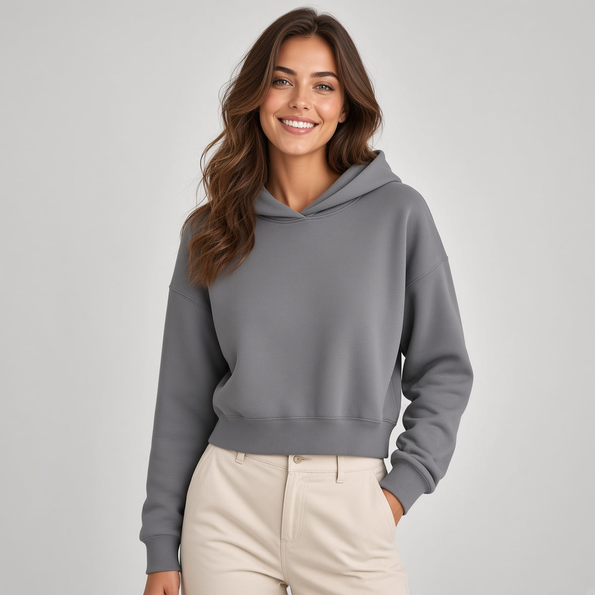 Sudadera Mujer Corta con Capucha