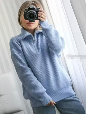 Jersey Mujer Cuello Polo con Cremallera