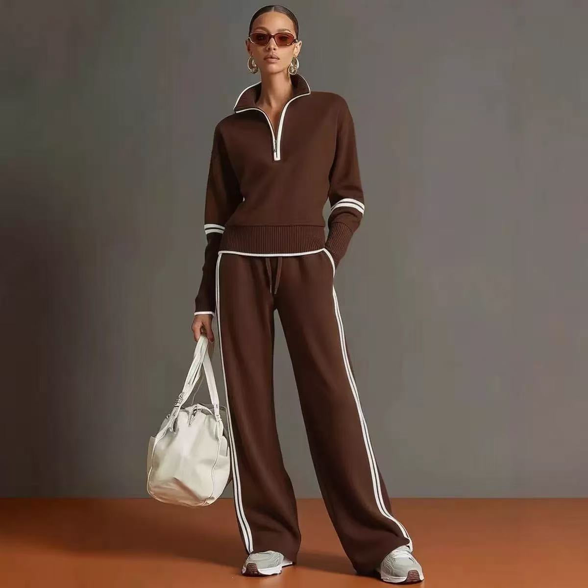 Conjunto Mujer Cuello Alto Pantalón Ancho