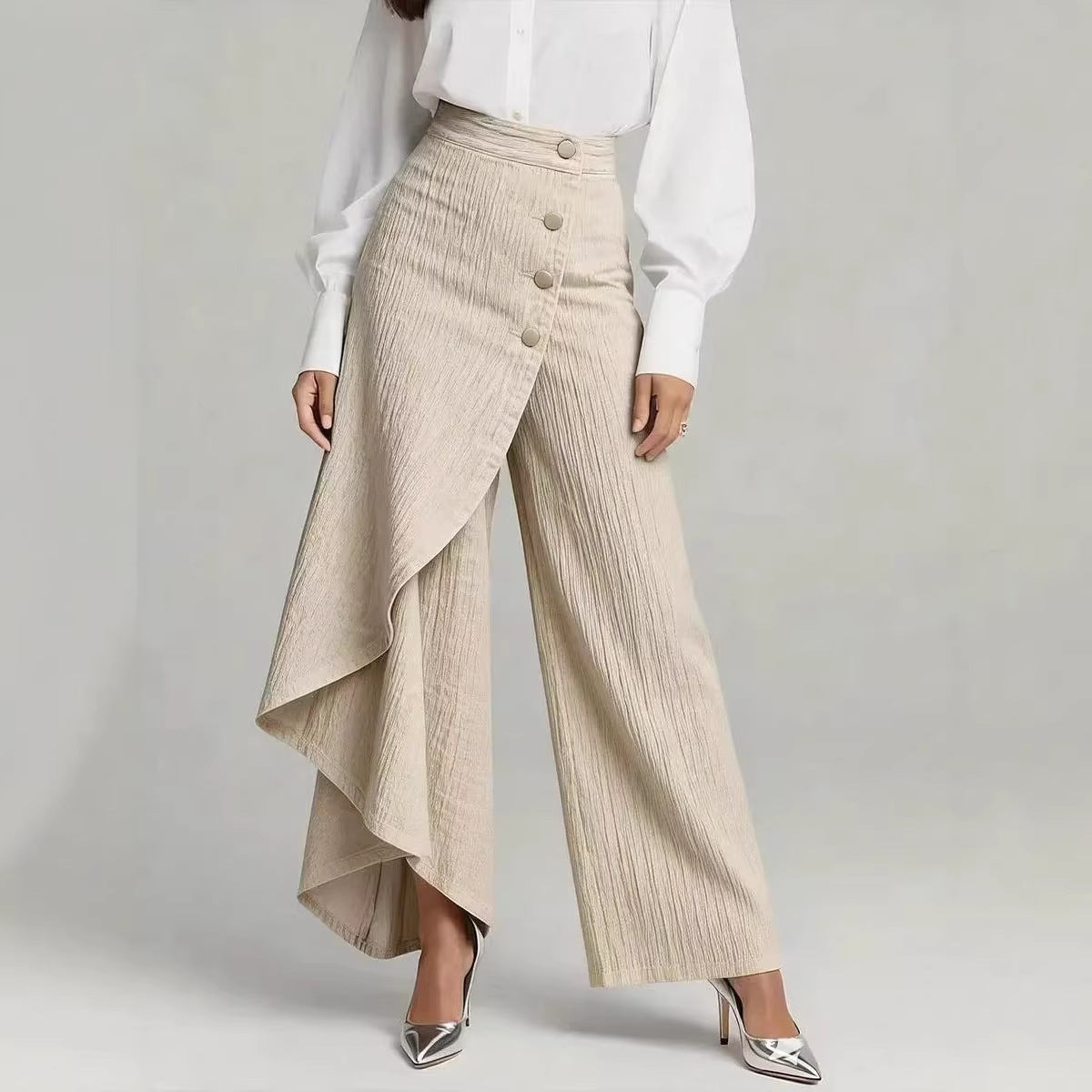 Pantalón Mujer Efecto Vaquero Pierna Ancha