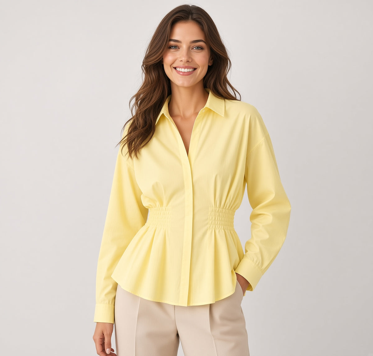 Camisa Mujer Rayas Cuello Solapa Oficina