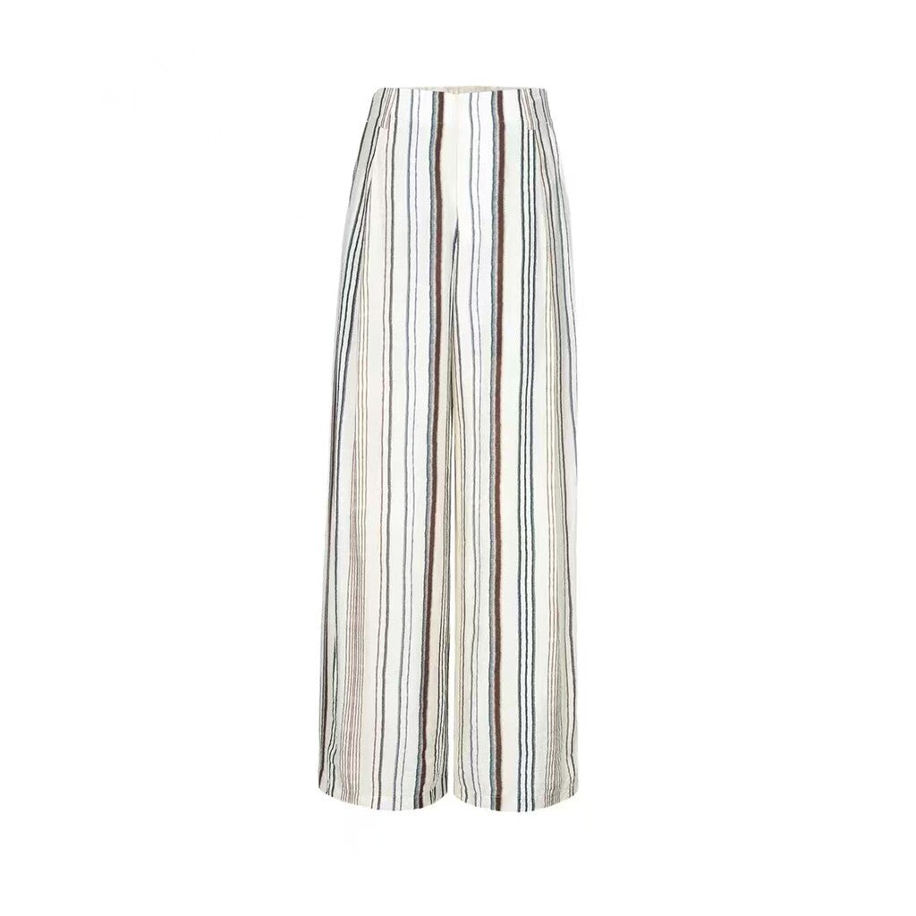 Pantalón Mujer Pierna Ancha Rayas Verano
