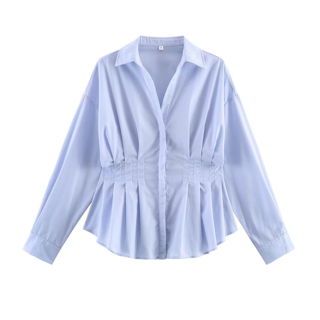 Camisa Mujer Rayas Cuello Solapa Oficina