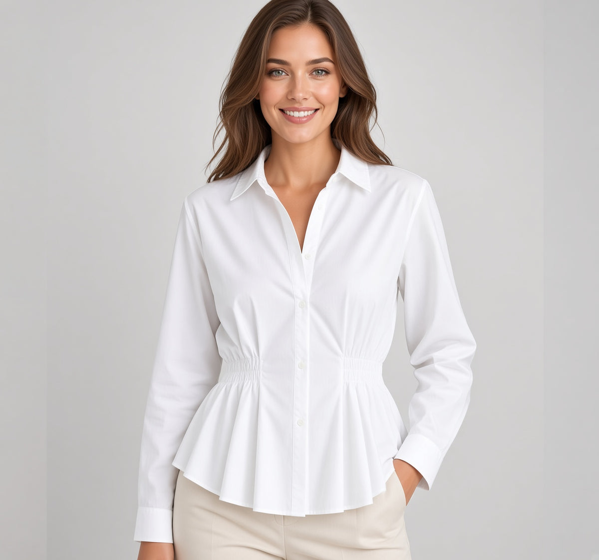 Camisa Mujer Rayas Cuello Solapa Oficina