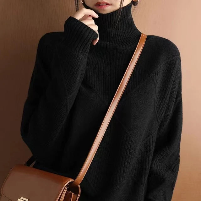 Jersey Mujer Cuello Alto Punto Grueso