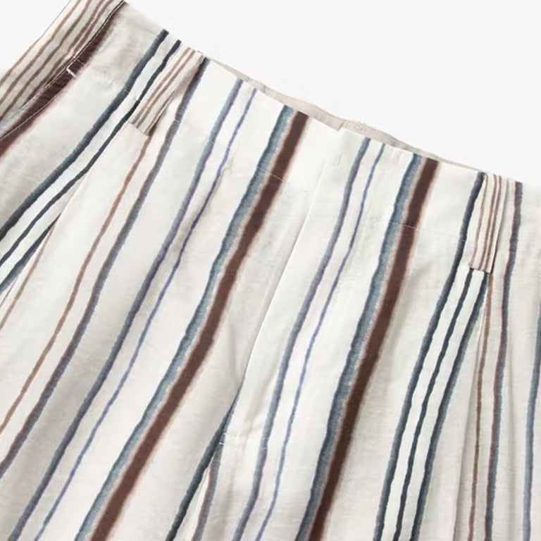 Pantalón Mujer Pierna Ancha Rayas Verano