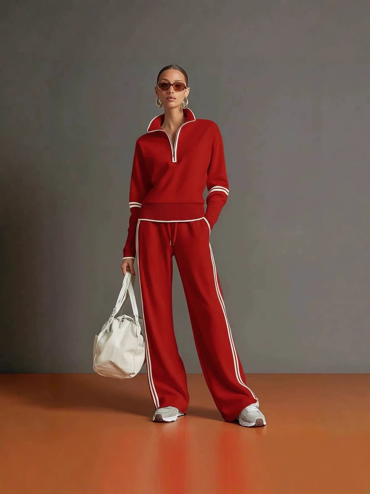 Conjunto Mujer Cuello Alto Pantalón Ancho