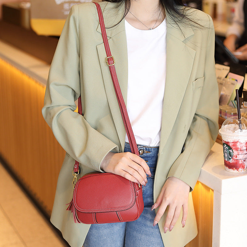 Bolso de Cuero Mujer Redondo Cruzado