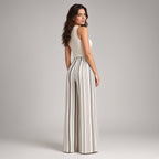 Pantalón Mujer Pierna Ancha Rayas Verano