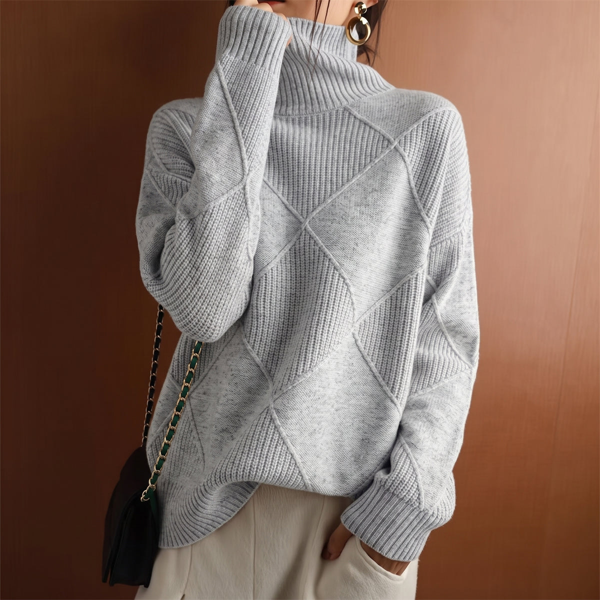 Jersey Mujer Cuello Alto Punto Grueso