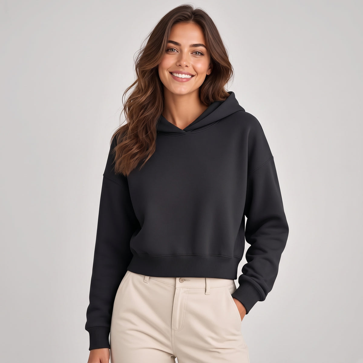 Sudadera Mujer Corta con Capucha