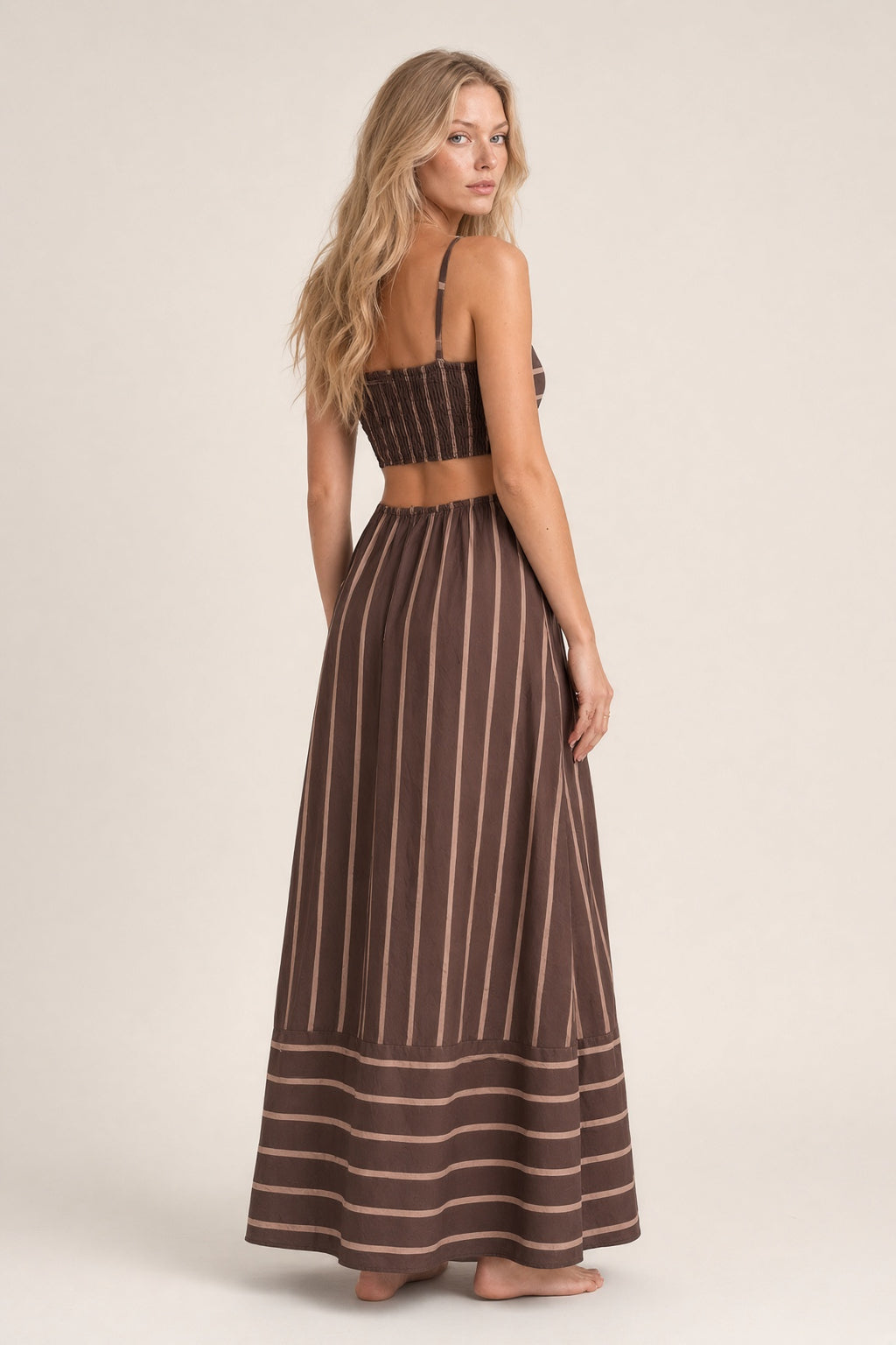 Vestido Largo Mujer Tirantes Estampado Rayas