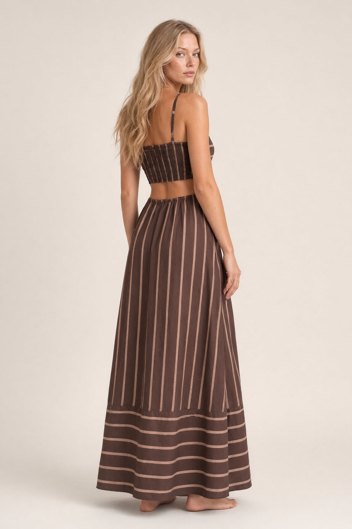 Vestido Largo Mujer Tirantes Estampado Rayas
