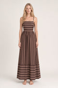 Vestido Largo Mujer Tirantes Estampado Rayas