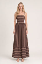 Vestido Largo Mujer Tirantes Estampado Rayas