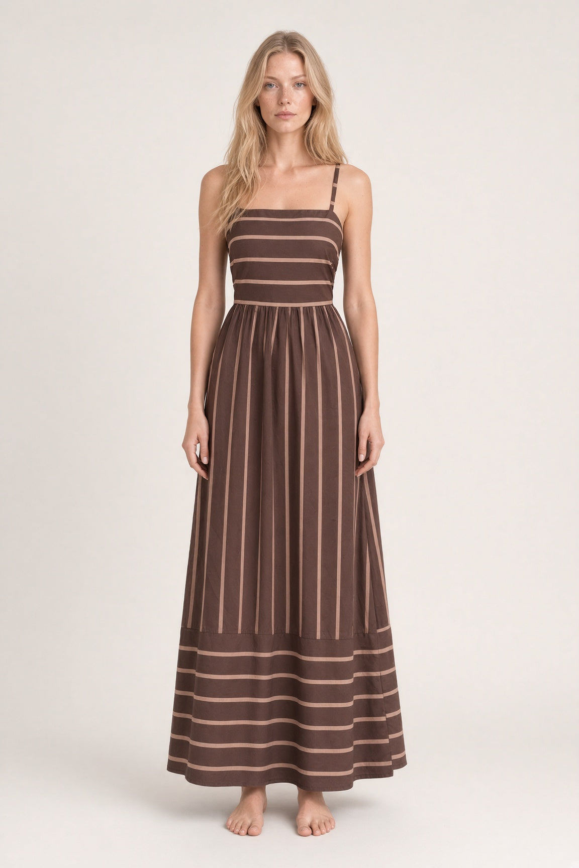 Vestido Largo Mujer Tirantes Estampado Rayas