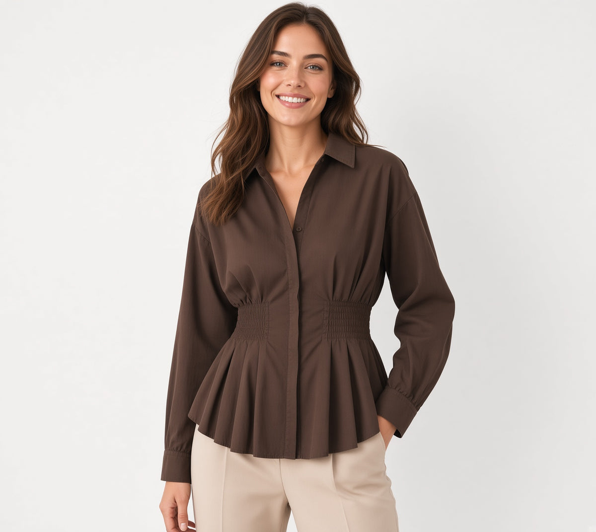 Camisa Mujer Rayas Cuello Solapa Oficina