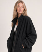 Chaqueta Mujer Vintage Cuello Alto Cremallera