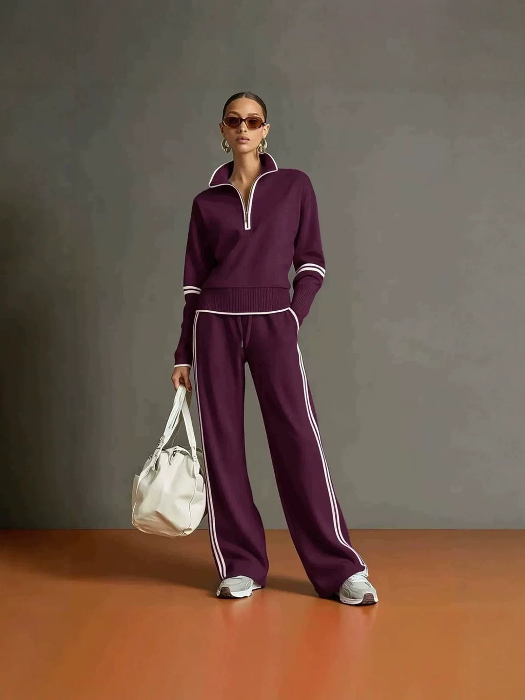 Conjunto Mujer Cuello Alto Pantalón Ancho