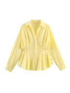 Camisa Mujer Rayas Cuello Solapa Oficina