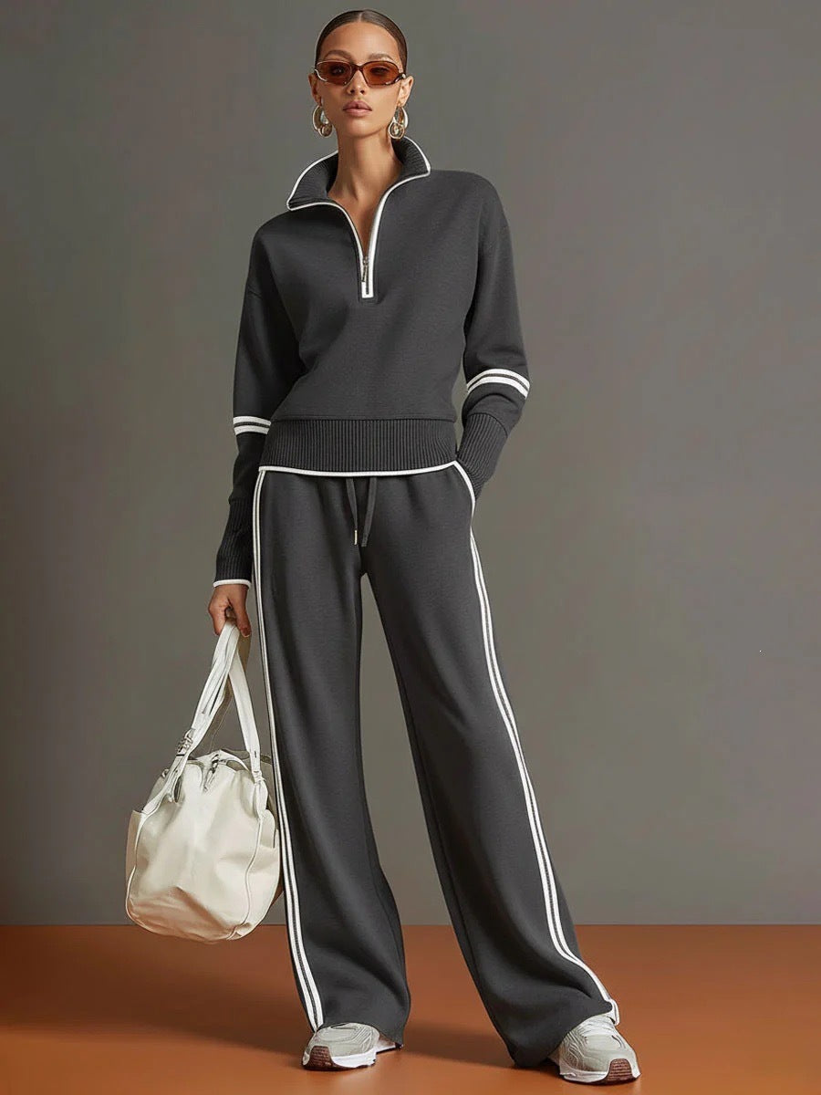 Conjunto Mujer Cuello Alto Pantalón Ancho