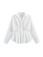 Camisa Mujer Rayas Cuello Solapa Oficina