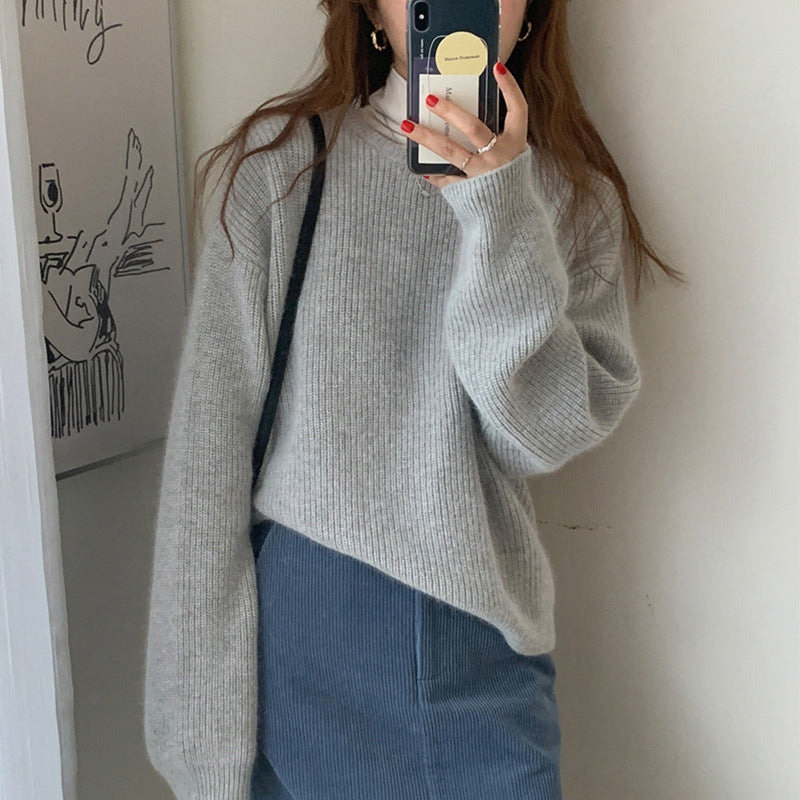 Jersey Mujer Punto Estilo Coreano Minimalista