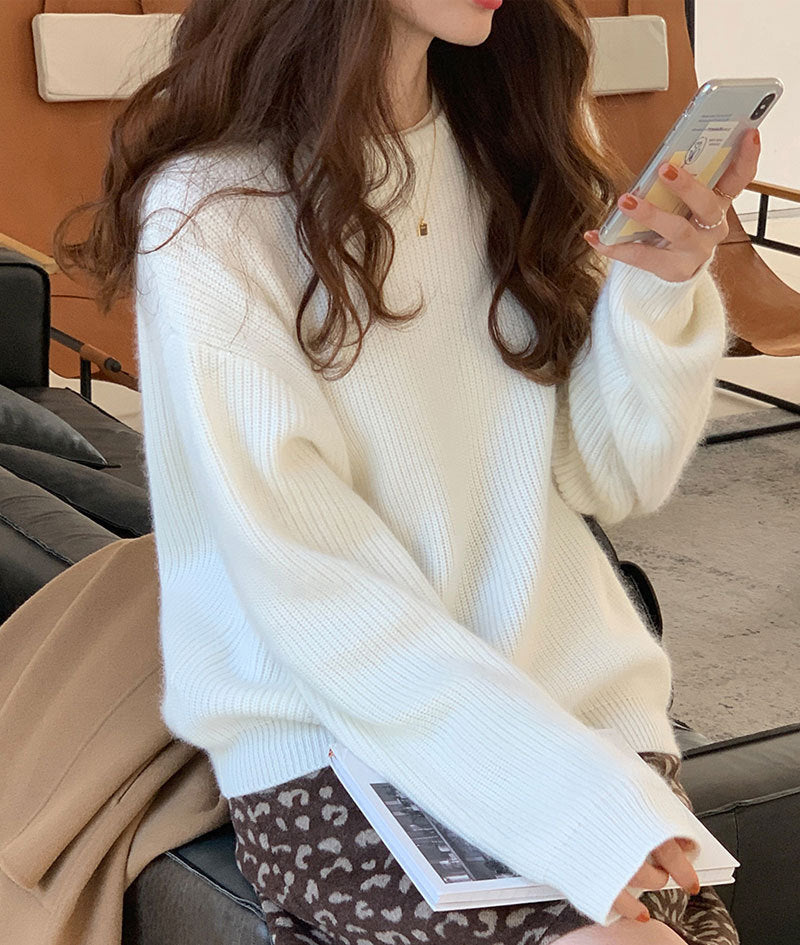Jersey Mujer Punto Estilo Coreano Minimalista