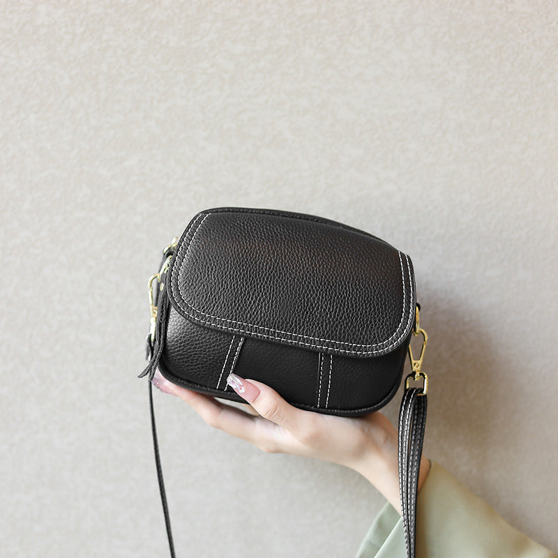 Bolso de Cuero Mujer Redondo Cruzado