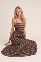 Vestido Largo Mujer Tirantes Estampado Rayas