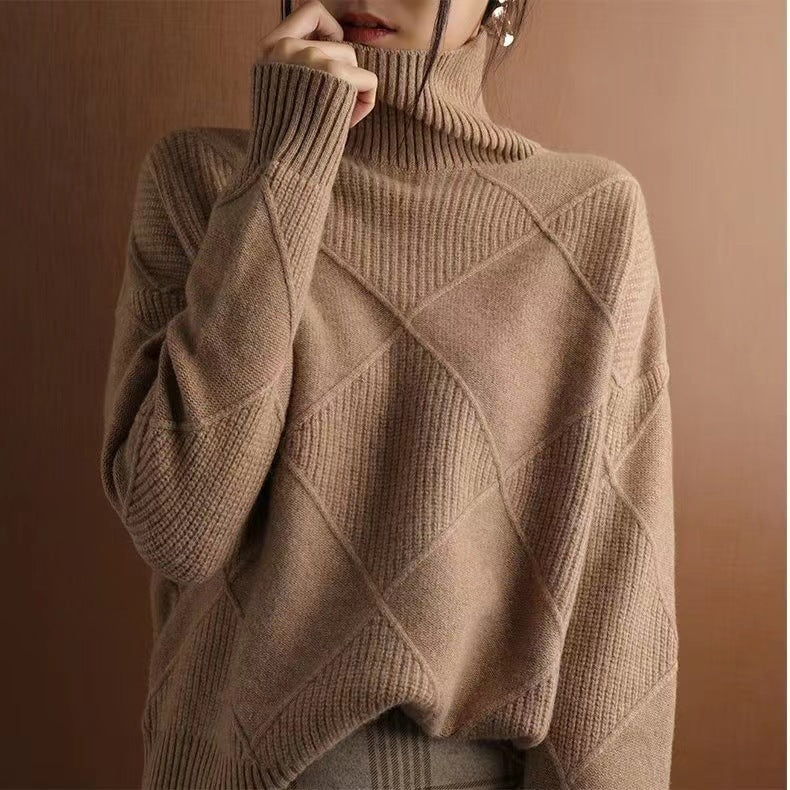 Jersey Mujer Cuello Alto Punto Grueso