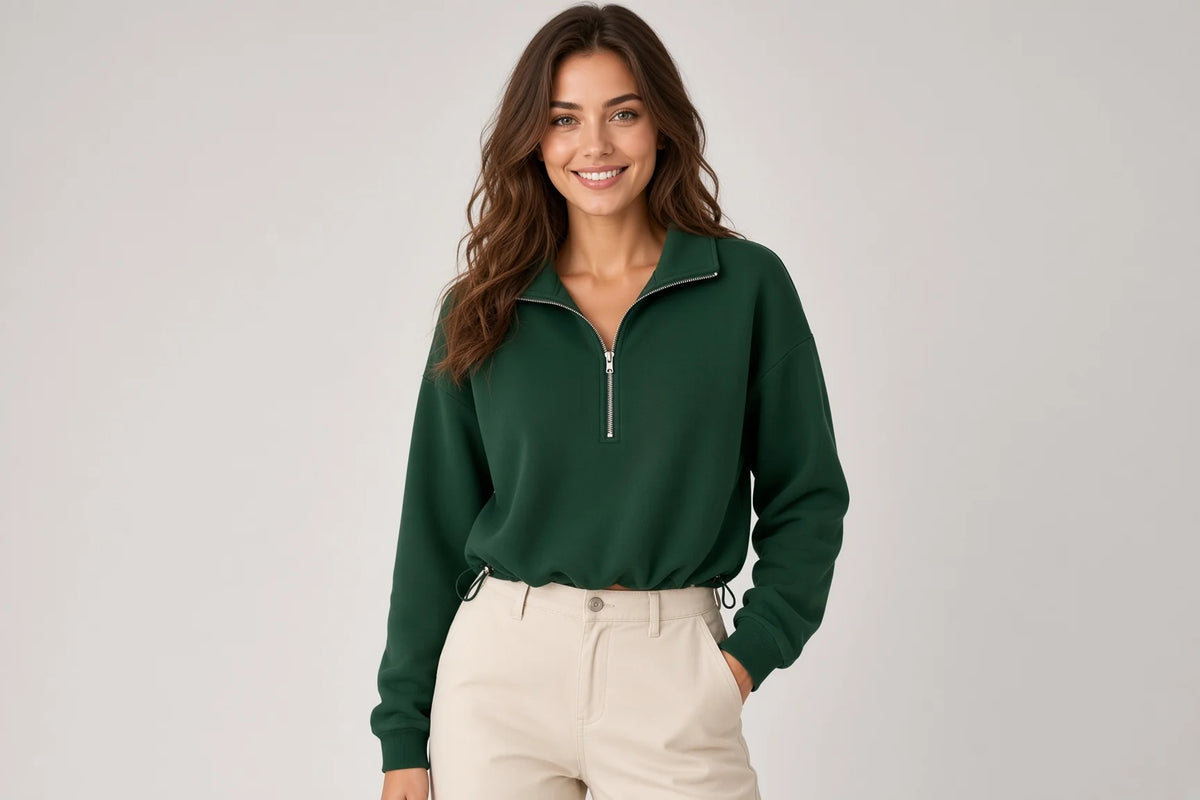 Sudadera Mujer Polar Media Cremallera