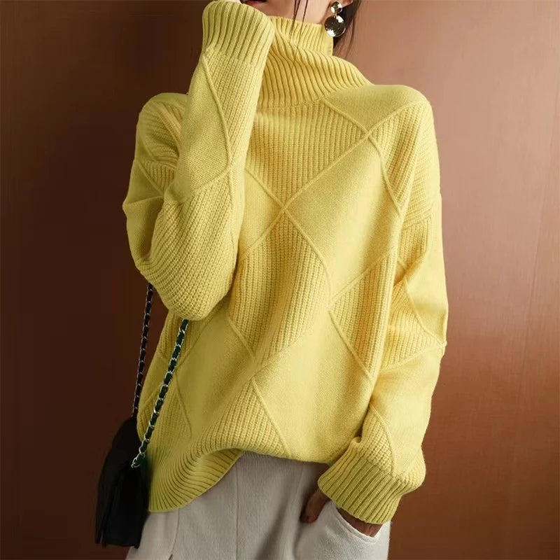Jersey Mujer Cuello Alto Punto Grueso