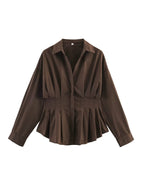Camisa Mujer Rayas Cuello Solapa Oficina