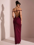 Vestido Largo Mujer Un Hombro Espalda Descubierta