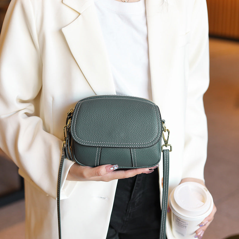 Bolso de Cuero Mujer Redondo Cruzado