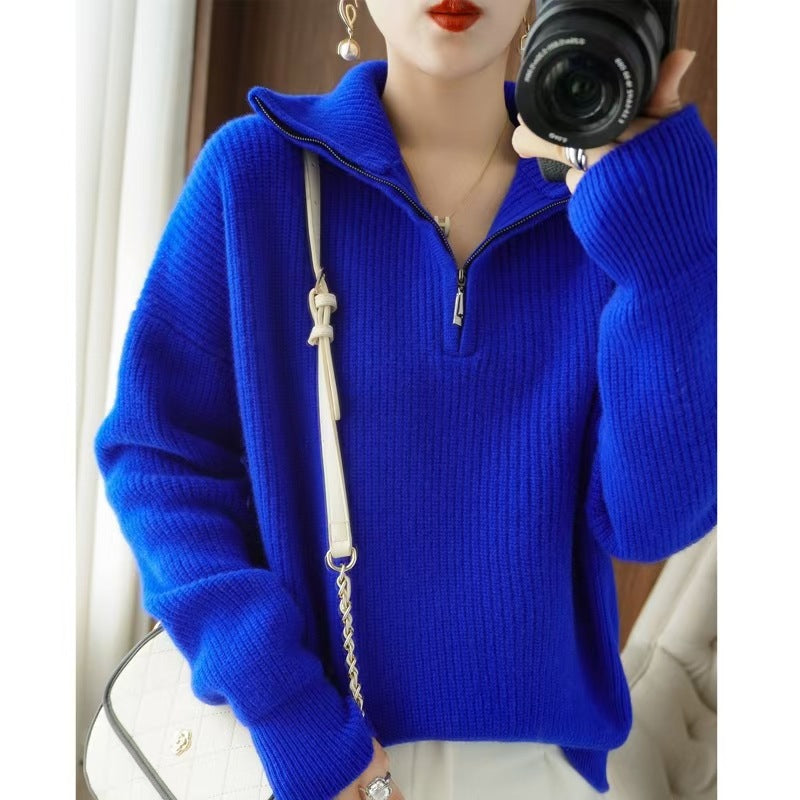 Jersey Mujer Cuello Polo con Cremallera