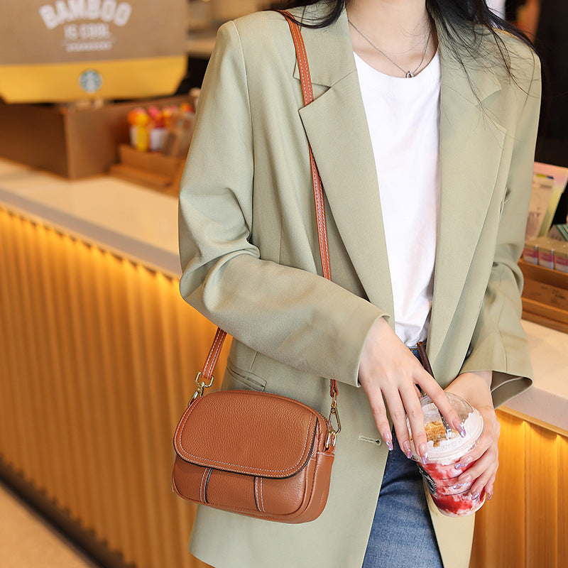 Bolso de Cuero Mujer Redondo Cruzado