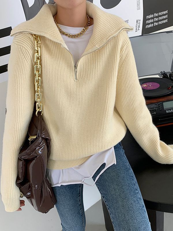 Jersey Mujer Cuello Polo con Cremallera