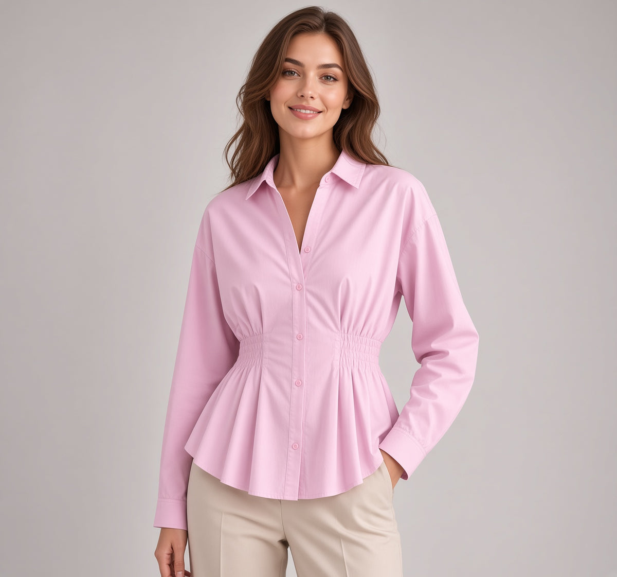Camisa Mujer Rayas Cuello Solapa Oficina