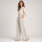 Pantalón Mujer Pierna Ancha Rayas Verano