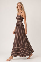 Vestido Largo Mujer Tirantes Estampado Rayas