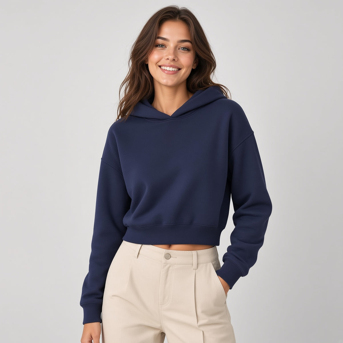 Sudadera Mujer Corta con Capucha